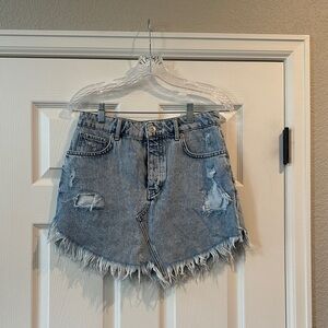BDG Denim Frayed Hem Jean Skirt